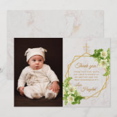 祭壇　白いユリ　大理石　金の十字架 サンキューカード (正面/裏面)