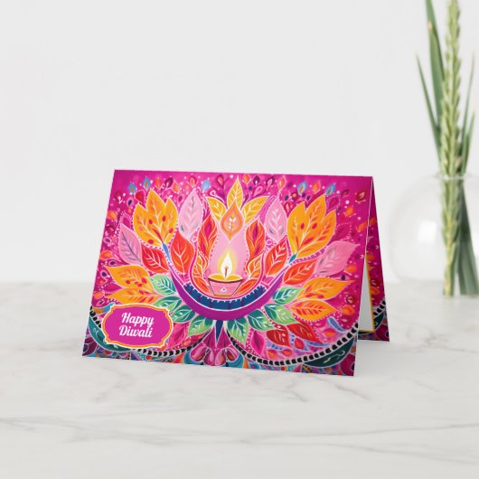 祭白熱［赤熱］光を放つり：ディワリお祝い シーズンカード (正面)