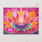 祭白熱［赤熱］光を放つり：ディワリお祝い ポストカード (正面)
