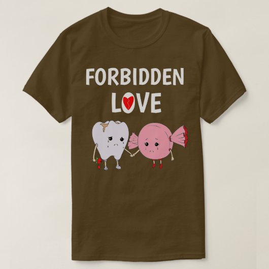 禁断の愛とおもしろいお菓子の歯科医 Tシャツ (デザイン正面)