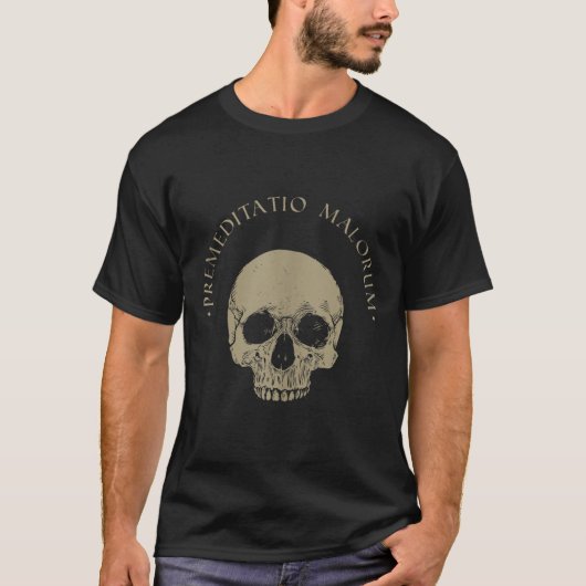 禁欲主義哲学 Premeditatio Malorum ドクロ ストア派 Tシャツ (正面)
