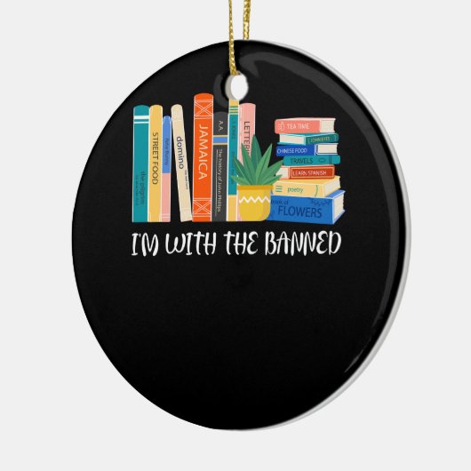禁止された本とI_m私は禁書の本の愛読を禁止した セラミックオーナメント (左)