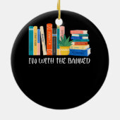 禁止された本とI_m私は禁書の本の愛読を禁止した セラミックオーナメント (裏面)