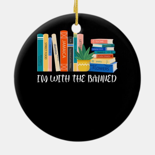 禁止された本とI_m私は禁書の本の愛読を禁止した セラミックオーナメント (裏面)