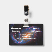 禁止された渦状銀河、宇宙の天文学のロゴ バッジ (クリップ付き表面)