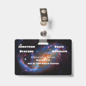 禁止された渦状銀河、宇宙の天文学のロゴ バッジ (クリップ付き裏面)