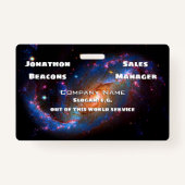 禁止された渦状銀河、宇宙の天文学のロゴ バッジ (正面)