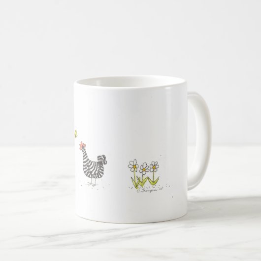 禁止された石の雌鶏および蝶クラシックのマグ コーヒーマグカップ (正面右)