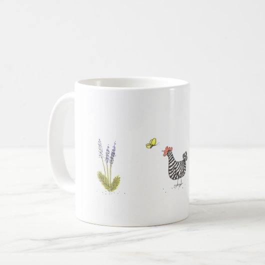 禁止された石の雌鶏および蝶クラシックのマグ コーヒーマグカップ (正面左)