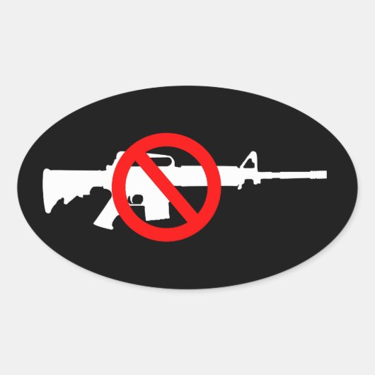 禁止の攻撃用武器 楕円形シール (正面)