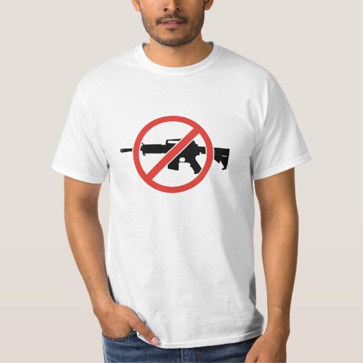 禁止の突撃銃!  銃犯罪をストップ! Tシャツ (正面)