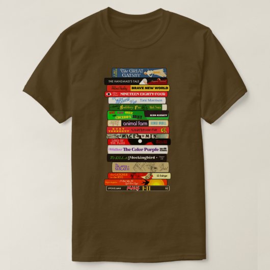 禁止クラシック図書スタック Tシャツ (デザイン正面)