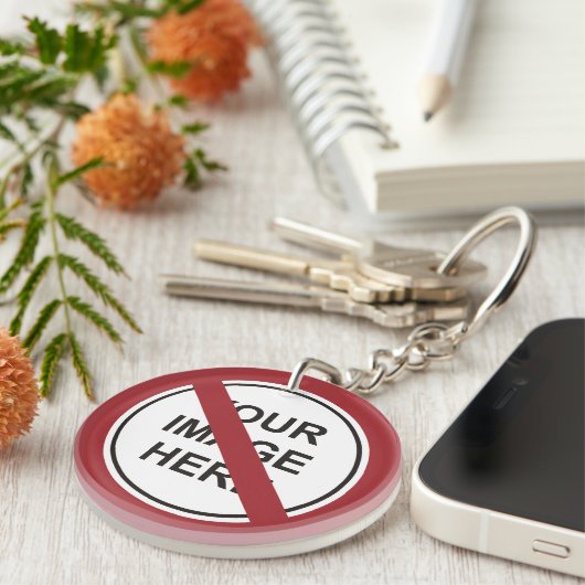 禁止サークルサインカスタムと文字と画像 キーホルダー (正面右)