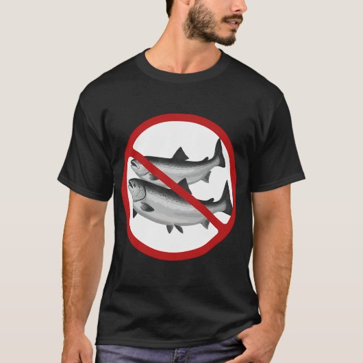 禁止標識、魚のマーク、海、ノベルティサイン Tシャツ (正面)