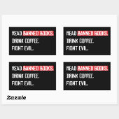 禁止読本がコーヒーを飲む悪魔と戦う 長方形シール (シート)