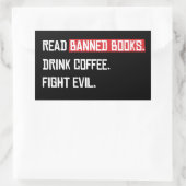禁止読本がコーヒーを飲む悪魔と戦う 長方形シール (バッグ)