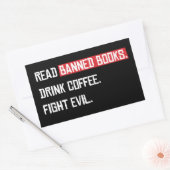 禁止読本がコーヒーを飲む悪魔と戦う 長方形シール (封筒)
