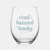 禁止読本レトロレタリングパーソナライズされた ステムなしワイングラス (正面)