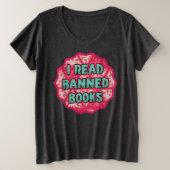 禁止読本-レトロヴィンテージ本恋人 プラスサイズTシャツ (デザイン正面)