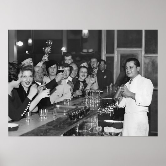 禁止、バーカート、白黒ヴィンテージ ポスター (正面)