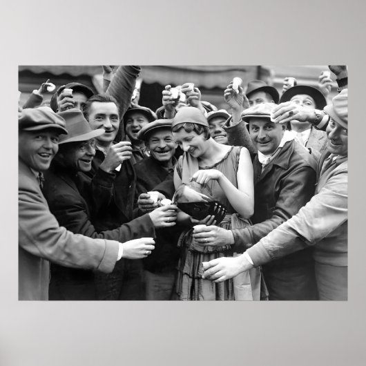 禁止，ビール，白黒，ヴィンテージ ポスター (正面)