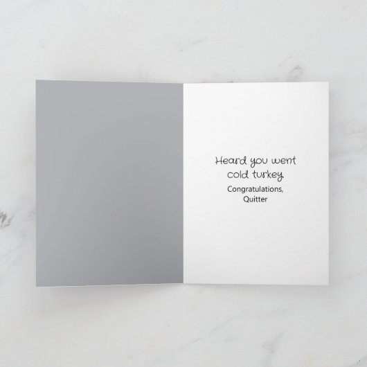 禁煙おめでとう！コールドターキー方式で カード (内部)