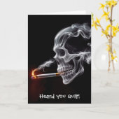 禁煙のお祝い スカルと煙草 カード (黄色い花)