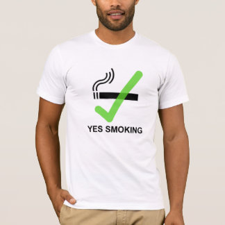 禁煙のティーV2 -服装の白--を煙らすYES Tシャツ