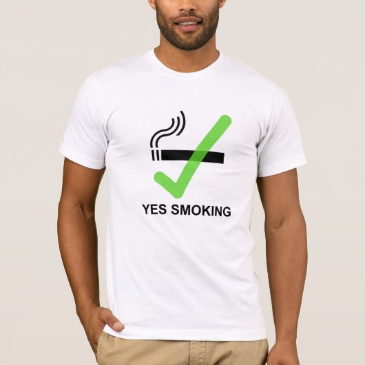 禁煙のティーV2 -服装の白--を煙らすYES Tシャツ (正面)