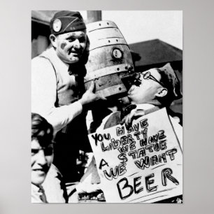 禁酒法時代のビール、私たちはビールを欲しています 禁酒法 ポスター