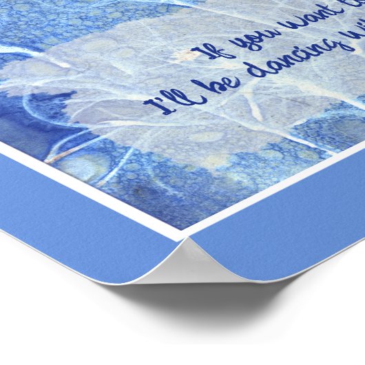 禅お洒落引用文水色フローラ ポスター (角)