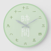 禅と抹茶の漢字の丸い壁掛け時計 ラージ壁時計 (正面)