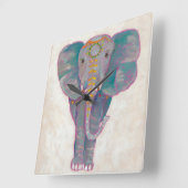 禅のアジアゾウ スクエア壁時計 (傾斜)