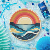 禅のアールデコの夕日が水上 ペーパープレート (パーティー)