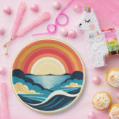 禅のアールデコの夕日が水上 ペーパープレート (パーティー)