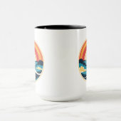 禅のアールデコの夕日が水上 マグカップ (中央)