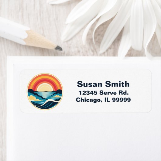 禅のアールデコの夕日が水上 ラベル (インサイチュ)