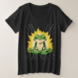 禅のカエル瞑想スーパーサイヤ人グローアート プラスサイズTシャツ