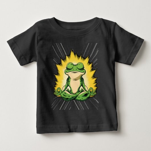 禅のカエル瞑想スーパーサイヤ人グローアート ベビーTシャツ (正面)
