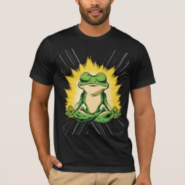 禅のカエル瞑想スーパーサイヤ人グローアート Tシャツ