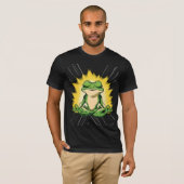 禅のカエル瞑想スーパーサイヤ人グローアート Tシャツ (正面フル)
