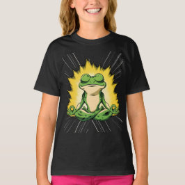 禅のカエル瞑想スーパーサイヤ人グローアート Tシャツ