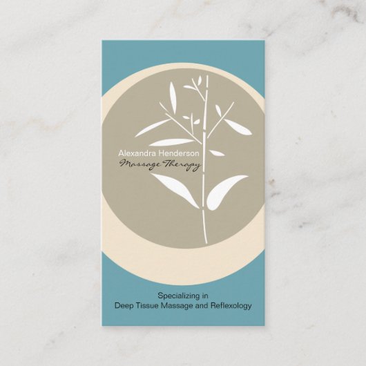 禅のタケマッサージのセラピーの名刺-青 名刺 (正面)
