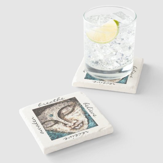 禅の仏の水彩画の芸術の石のコースター ストーンコースター (横)