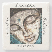 禅の仏の水彩画の芸術の石のコースター ストーンコースター (正面)