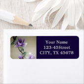 禅の刺繍紫マグノリア花 ラベル (インサイチュ)