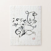 禅の古典 - 宜興碩大 - 人と犬 ジグソーパズル (縦)