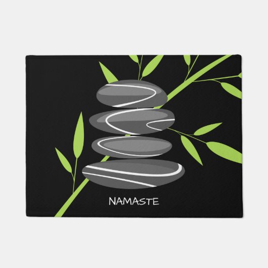 禅の小石を積んだ竹模様のドアマット ドアマット (正面)