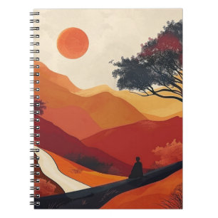 禅の山景観 ゴールデンサンセットアート 深紅 ノートブック