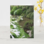 禅の庭にホスタ1 Greeting Card カード (黄色い花)